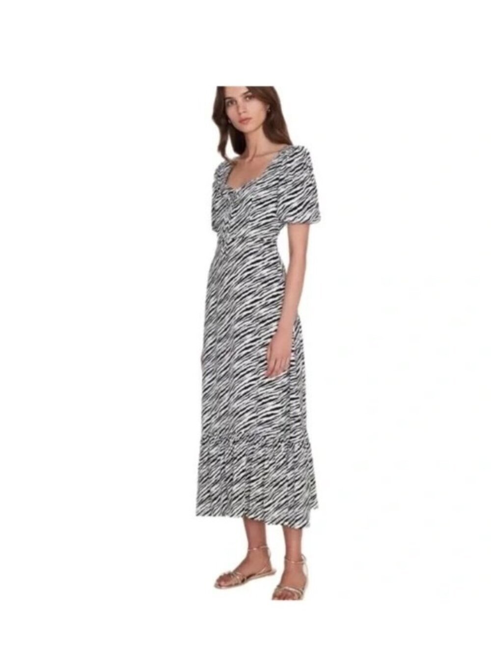 Faithfull The Brand Marie Louise Midi Zebra Print Dress